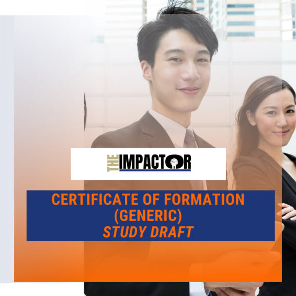 Certificate of Formation –  LLC (Study Guide Draft)