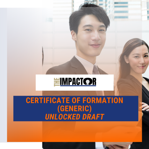 Certificate of Formation –  LLC (Unlocked)