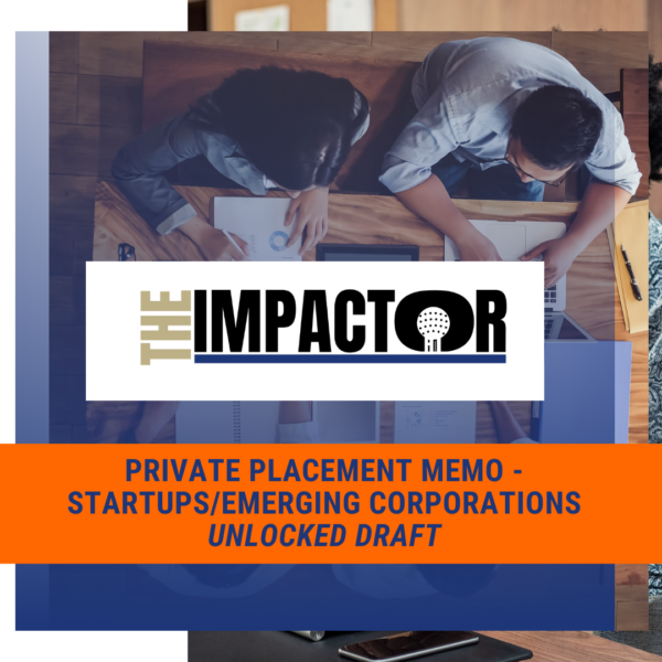 Private Placement Memo - Startups/Emerging Corporations - Unlocked